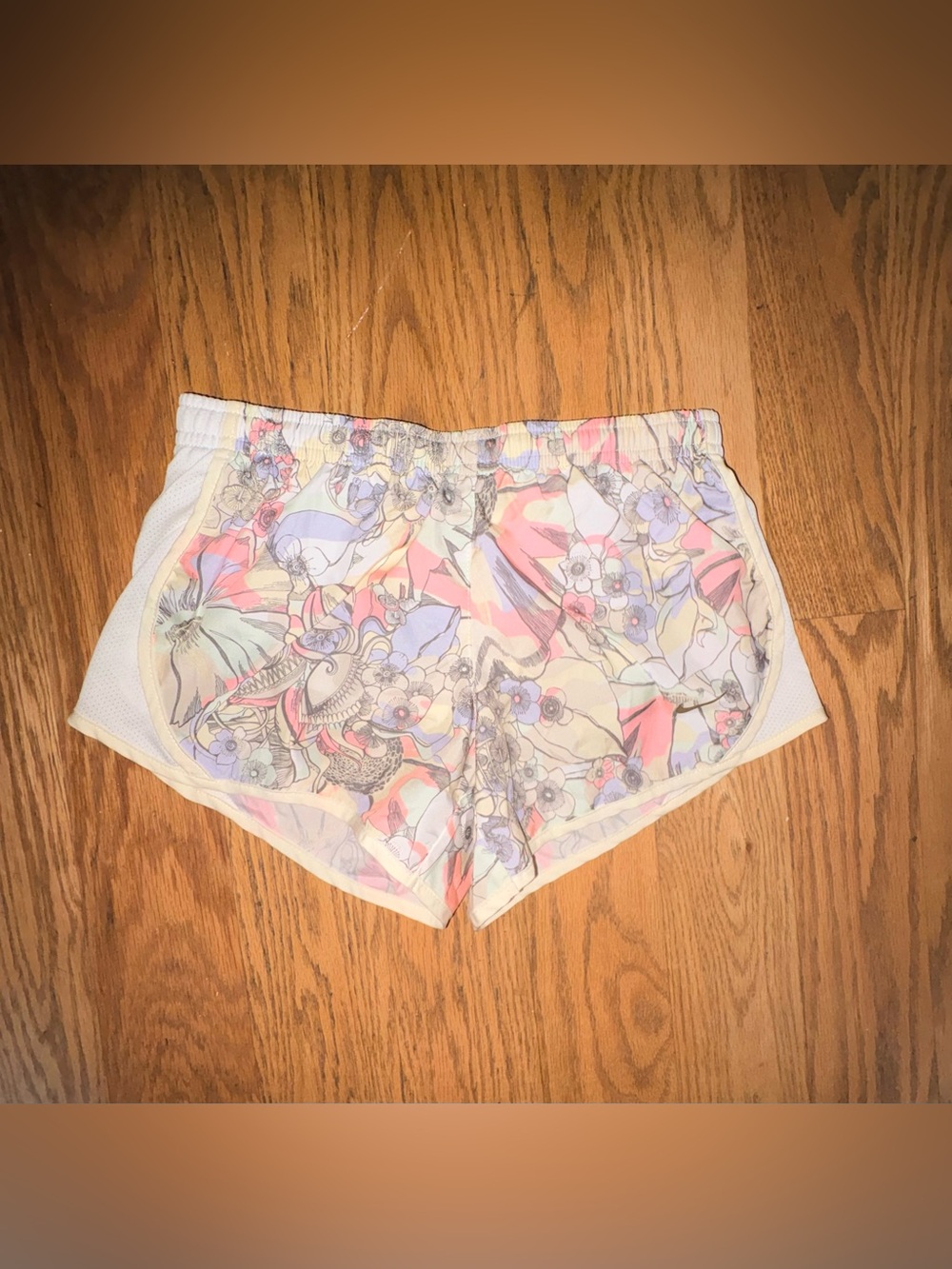 Nike Kids Floral Print Athletic Shorts - Pastel Pink, Purple, Blue, Cream